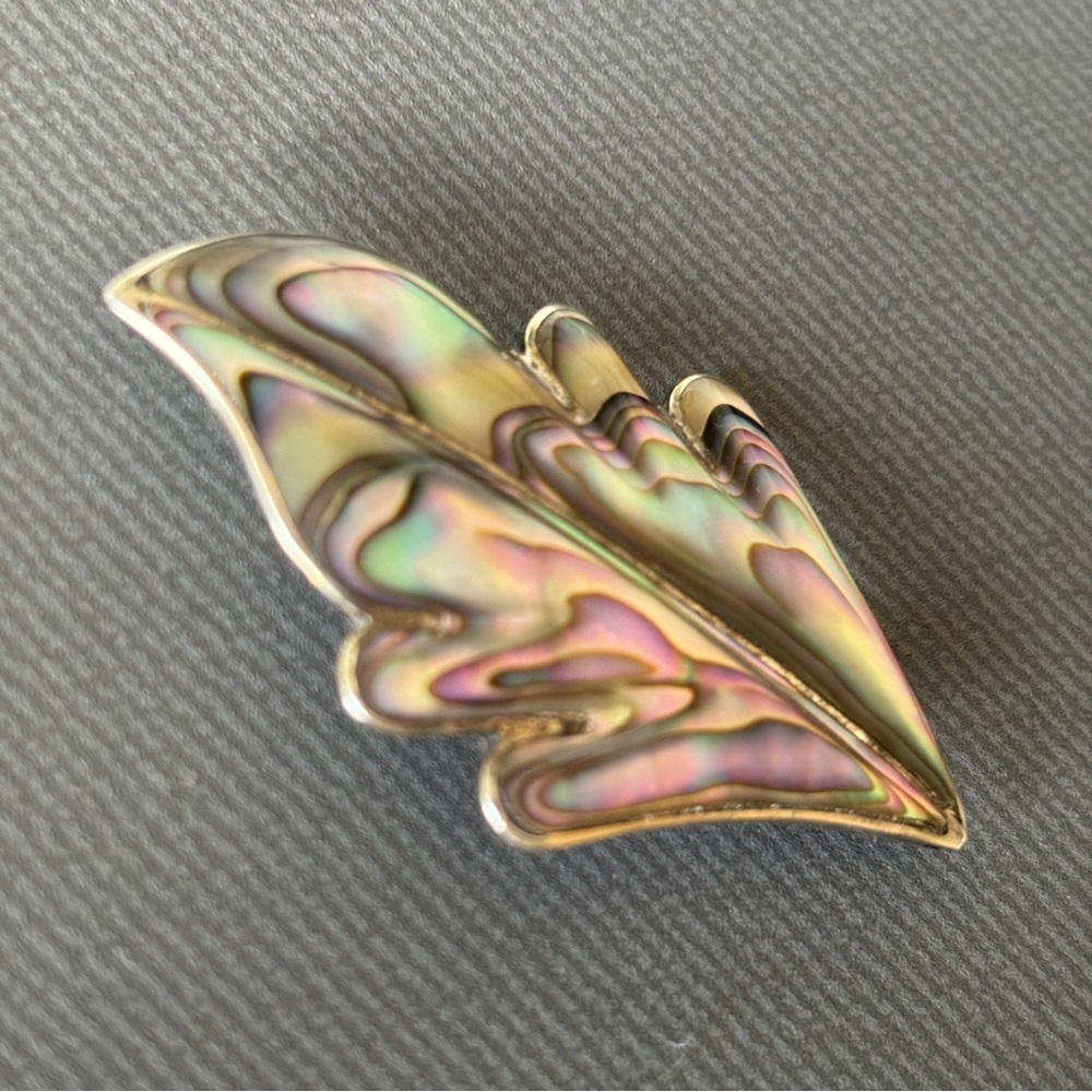 VINTAGE: Abalone and Sterling Brooch made in Mexico